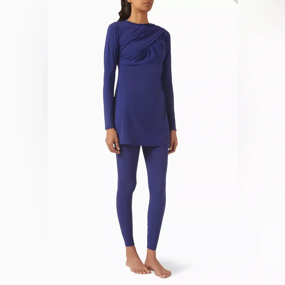 Moeva‎ Womens Blue Modest Top Swimwear Size Small